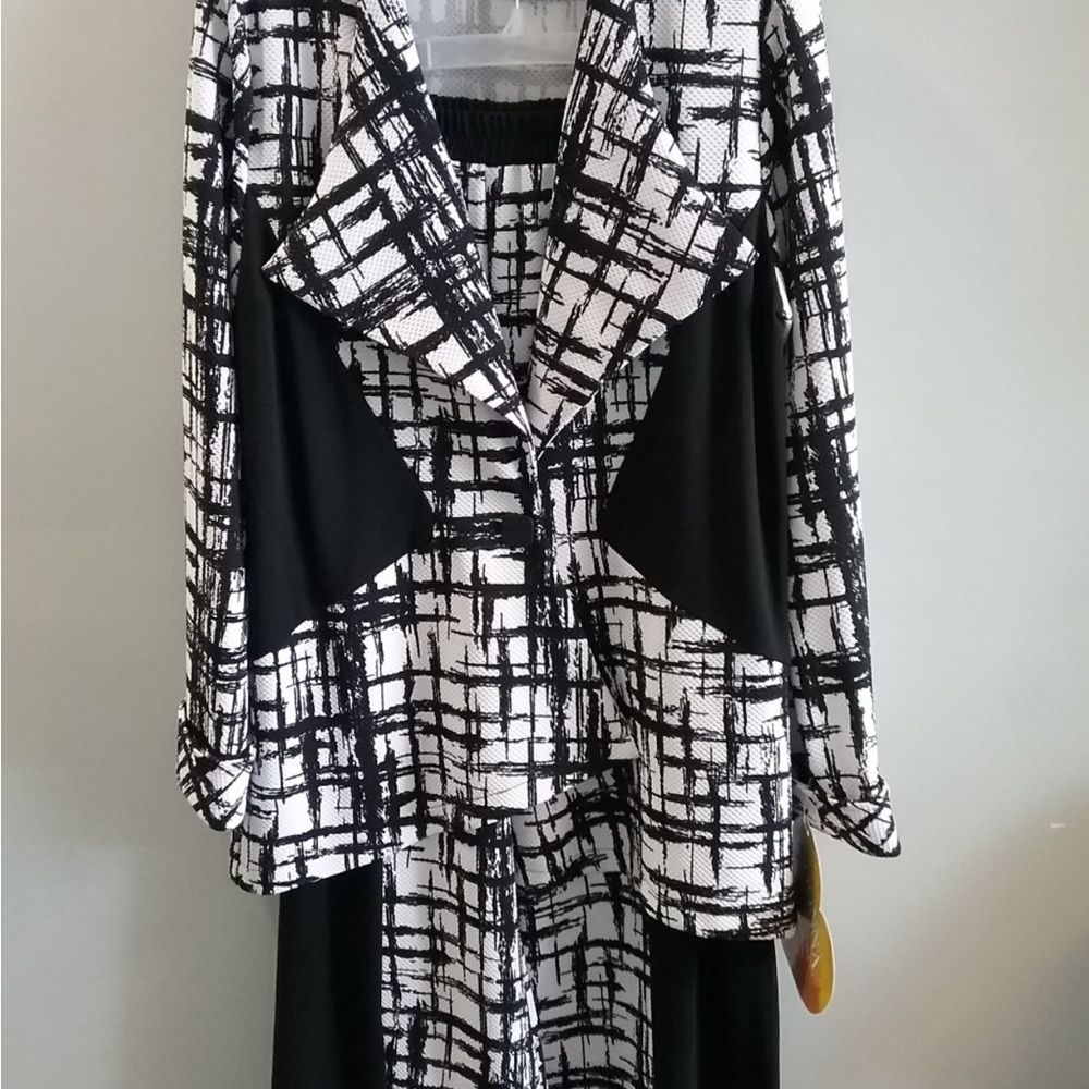 Chic Black and White Blazer and Skirt Set